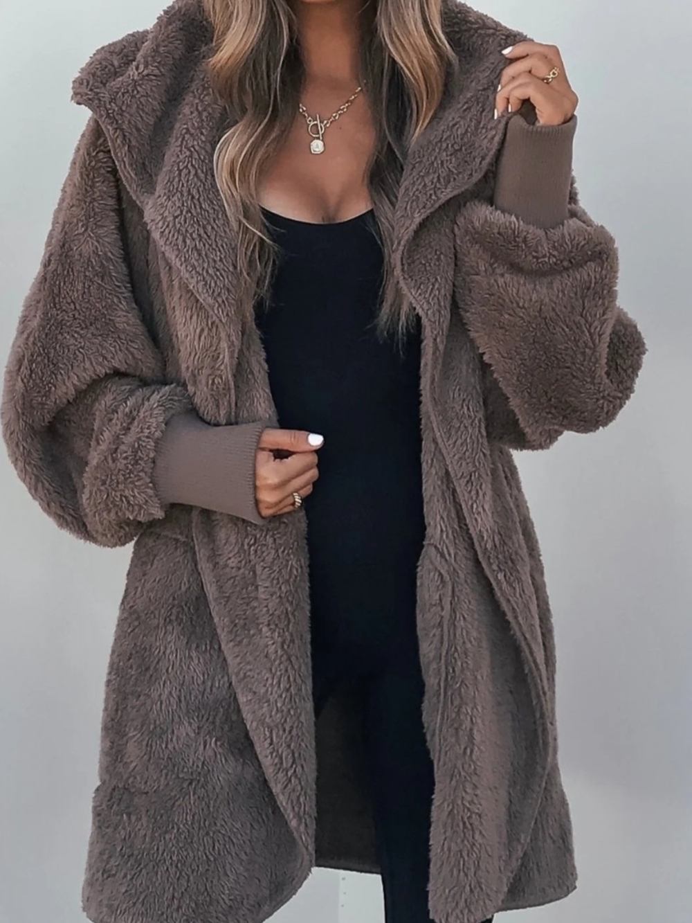 Like New Magnolia Boutique Teddy Fleece Hooded Cardigan